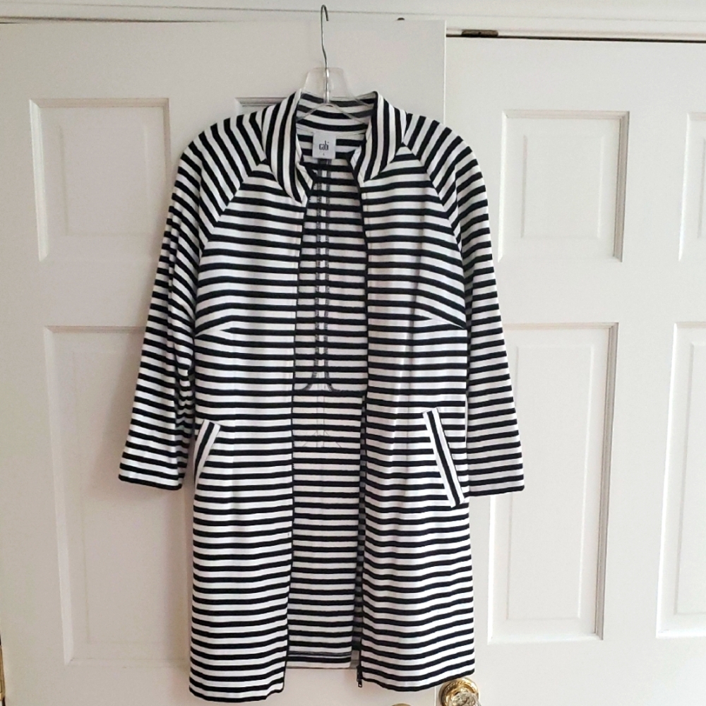 CAbi Monochrome Striped Topper Soft Terry Jacket...Like NEW